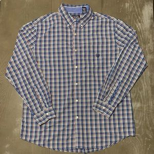 Chaps Ralph Lauren Long Sleeve Blue Plaid Collared Button Shirt Mens XL